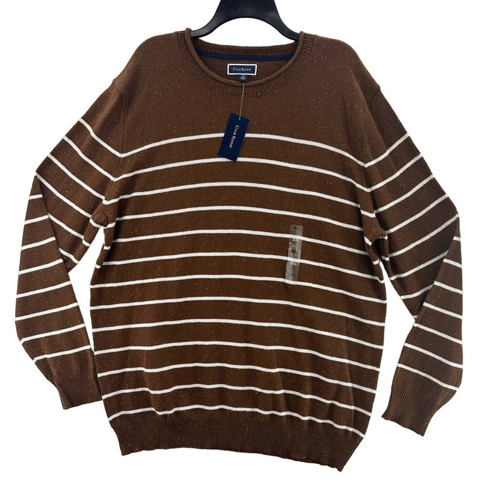 Club Room, Men's Gregor Striped Sweater, Brown, Size XXL MSRP$65